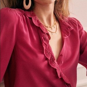 Sezane Chloé Shirt in Magenta
